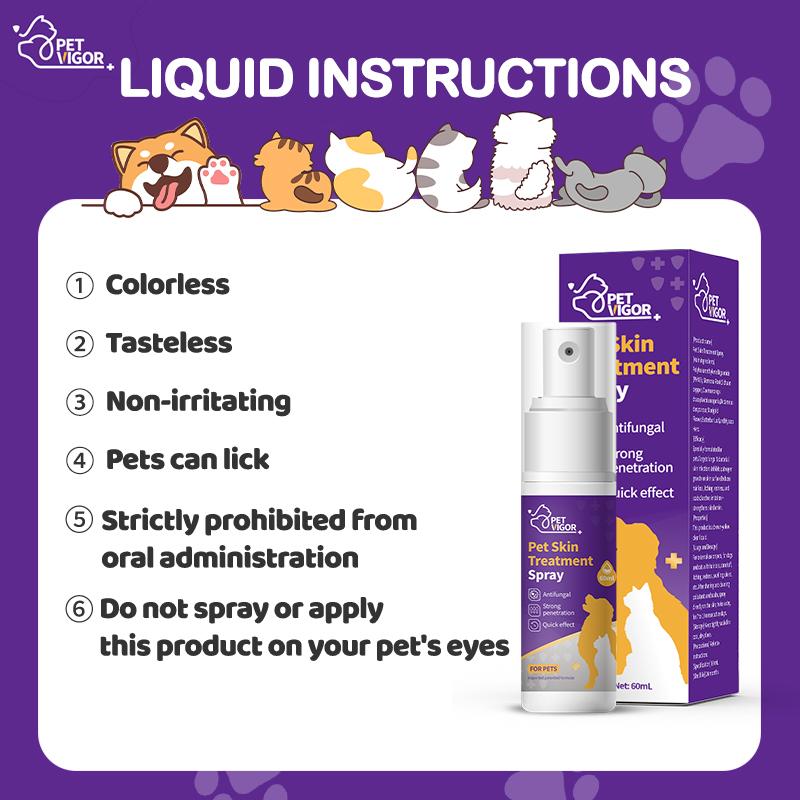Pet Vigor Skin spray Anti-itch Spray pets spray for dogskin treatment For Cat and dog dandruff, itching, large area ring-worm, skin problemsetc