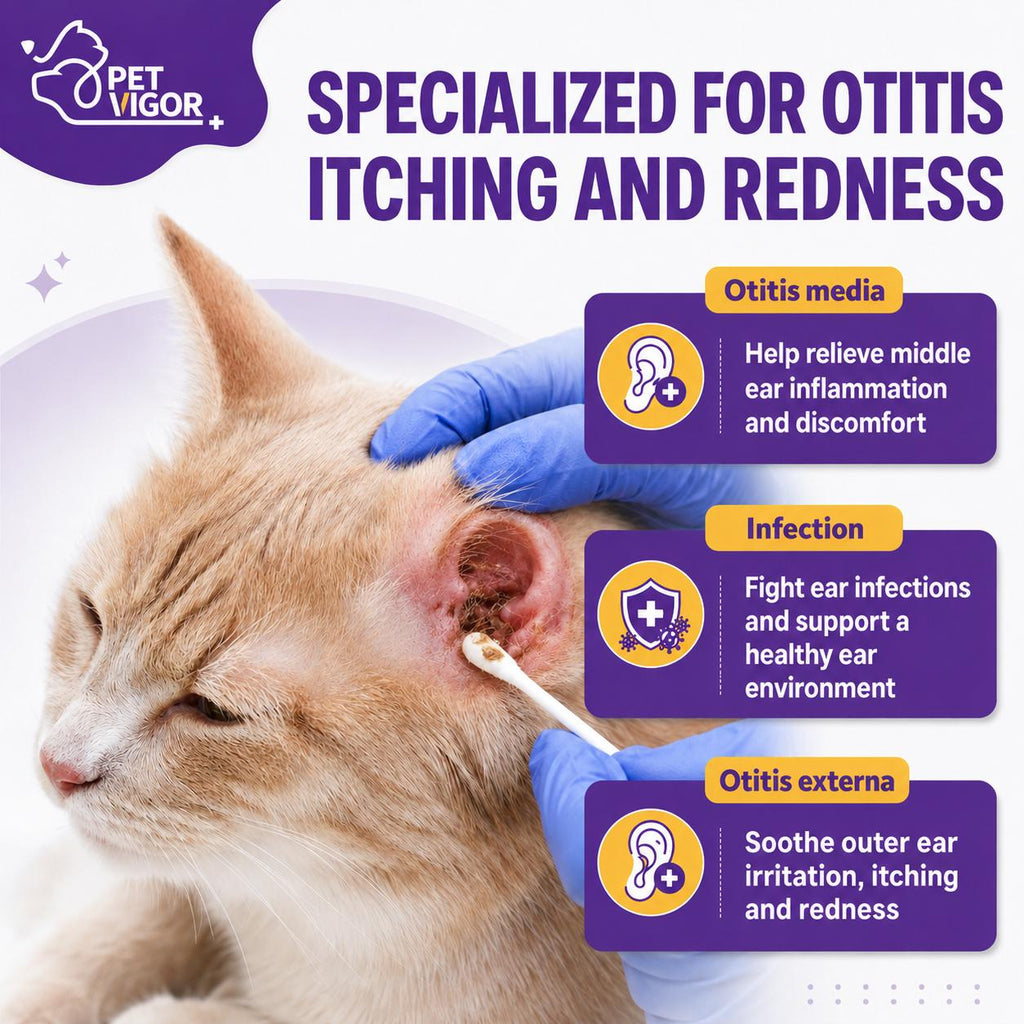 【Pet Vigor】20ml Pet Ear drops for otitis Fast-actingitch & Odor ReliefDual Antibacterial FormulaMild & Non-irritating Gentle Ear Care Solution anti-inflammatory and antibacterial properties Cats and Dogs