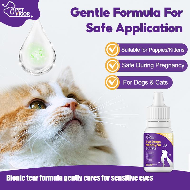 Pet Vigor Neomycin Sulfate Eye Drops for Cats and Dogs - 8 mL