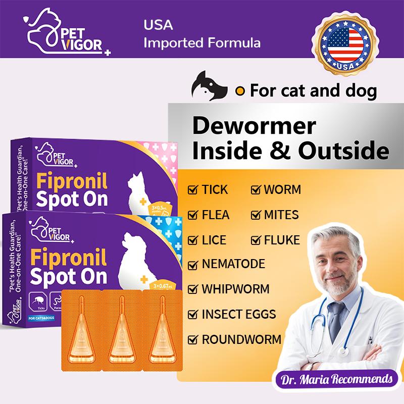 【Pet Vigor】Anti Flea and Tick For Dogs & Cats  Anti Flea and Tick Treatment Repellent Anti-Flea Anti-Itching Pets Fipronil & Natural Herbs Safe Deworming for All Breeds Dogs & Cats