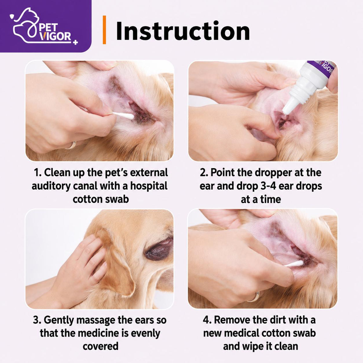 【Pet Vigor】20ml Pet Ear drops for otitis Fast-actingitch & Odor ReliefDual Antibacterial FormulaMild & Non-irritating Gentle Ear Care Solution anti-inflammatory and antibacterial properties Cats and Dogs