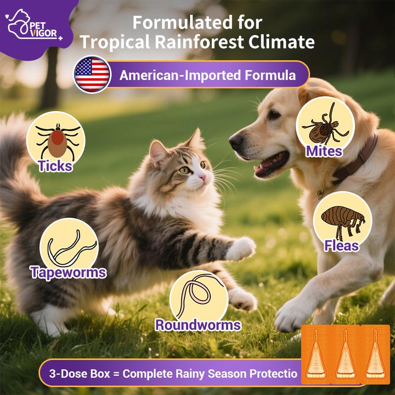 【Pet Vigor】Anti Flea and Tick For Dogs & Cats  Anti Flea and Tick Treatment Repellent Anti-Flea Anti-Itching Pets Fipronil & Natural Herbs Safe Deworming for All Breeds Dogs & Cats